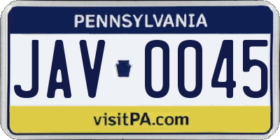 PA license plate JAV0045