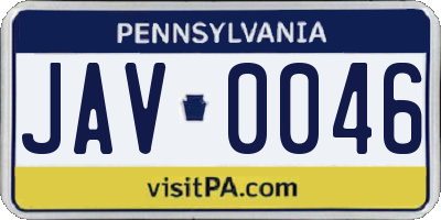 PA license plate JAV0046