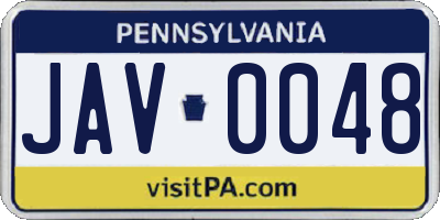 PA license plate JAV0048