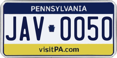 PA license plate JAV0050