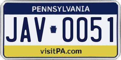PA license plate JAV0051