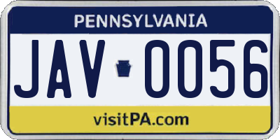 PA license plate JAV0056