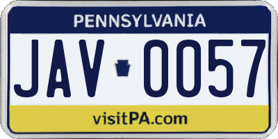 PA license plate JAV0057