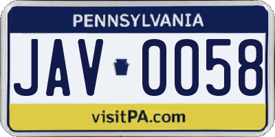 PA license plate JAV0058