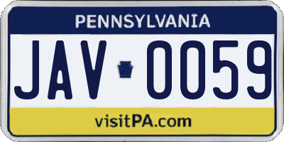 PA license plate JAV0059