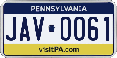 PA license plate JAV0061