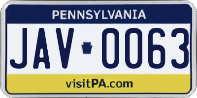 PA license plate JAV0063