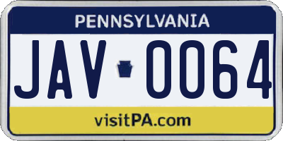 PA license plate JAV0064