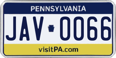 PA license plate JAV0066