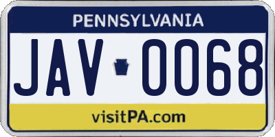 PA license plate JAV0068