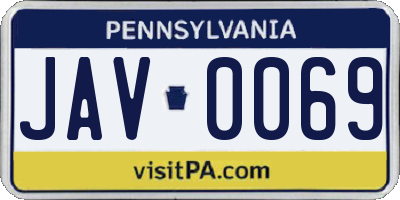 PA license plate JAV0069