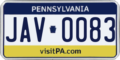 PA license plate JAV0083