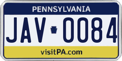 PA license plate JAV0084