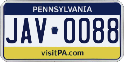 PA license plate JAV0088