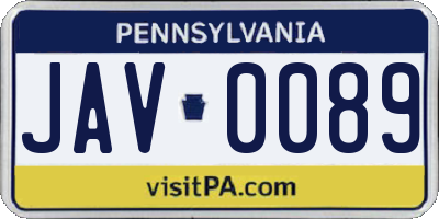 PA license plate JAV0089