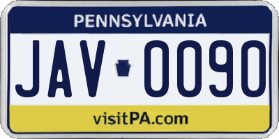 PA license plate JAV0090