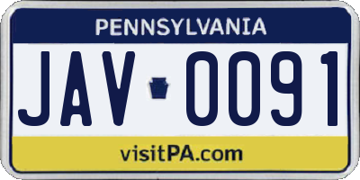 PA license plate JAV0091