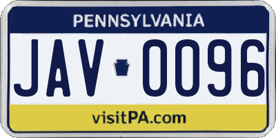 PA license plate JAV0096