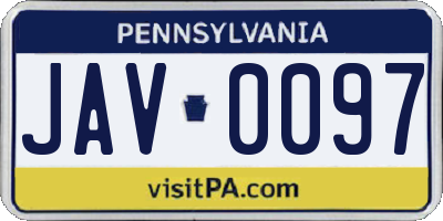 PA license plate JAV0097