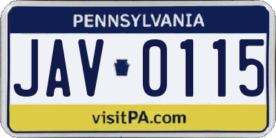 PA license plate JAV0115