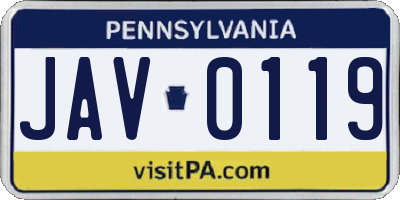 PA license plate JAV0119