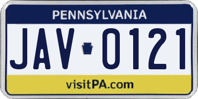 PA license plate JAV0121