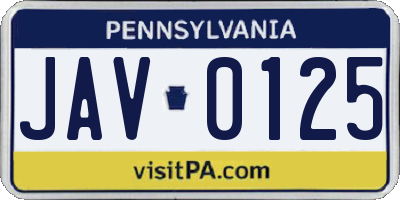 PA license plate JAV0125