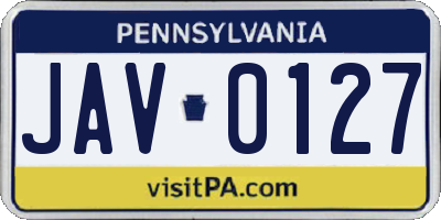 PA license plate JAV0127