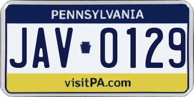 PA license plate JAV0129