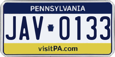 PA license plate JAV0133