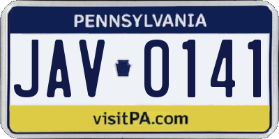 PA license plate JAV0141