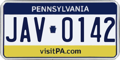 PA license plate JAV0142