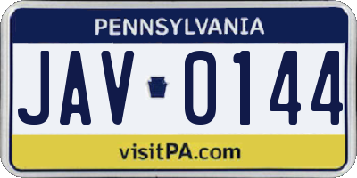 PA license plate JAV0144