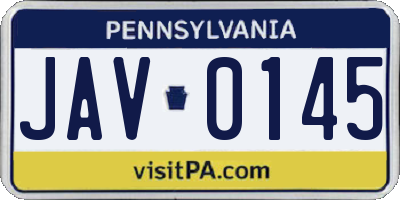 PA license plate JAV0145