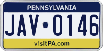 PA license plate JAV0146