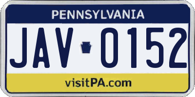 PA license plate JAV0152