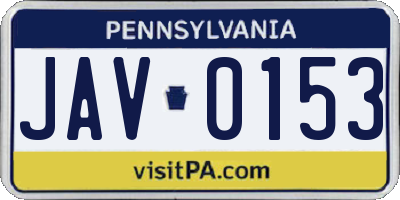 PA license plate JAV0153