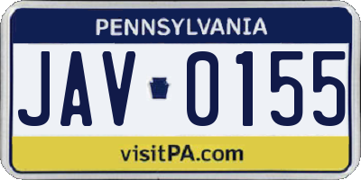 PA license plate JAV0155