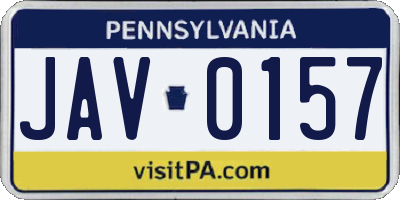 PA license plate JAV0157