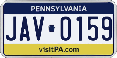 PA license plate JAV0159