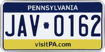 PA license plate JAV0162