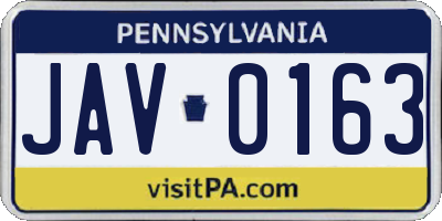 PA license plate JAV0163