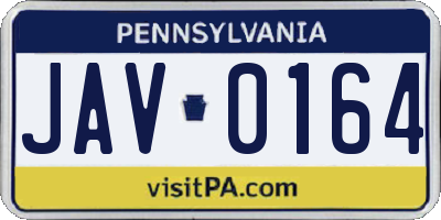 PA license plate JAV0164