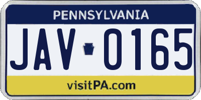 PA license plate JAV0165