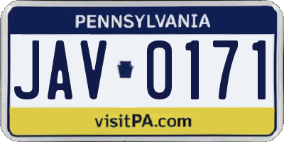 PA license plate JAV0171