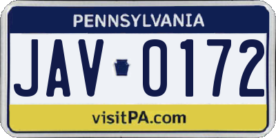 PA license plate JAV0172