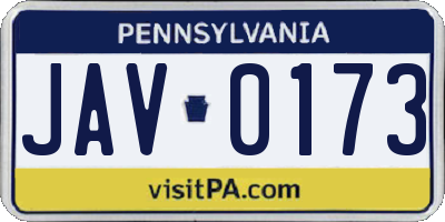 PA license plate JAV0173