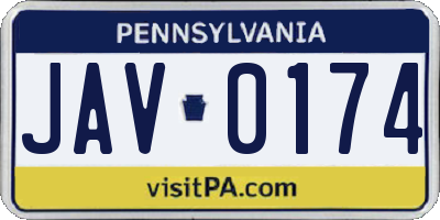 PA license plate JAV0174