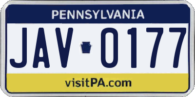 PA license plate JAV0177