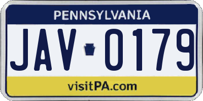 PA license plate JAV0179